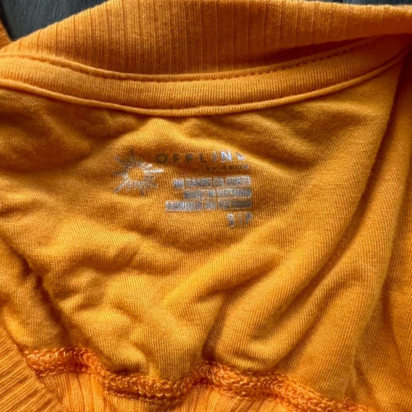 Women's Orange Ribbed Tie-Back Crop Top - Picture 3 of 4